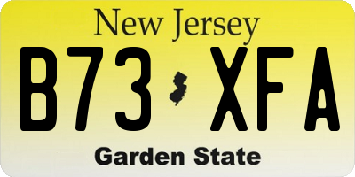 NJ license plate B73XFA