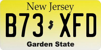 NJ license plate B73XFD