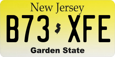 NJ license plate B73XFE