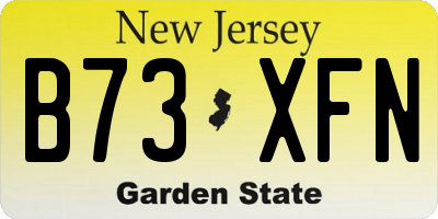 NJ license plate B73XFN