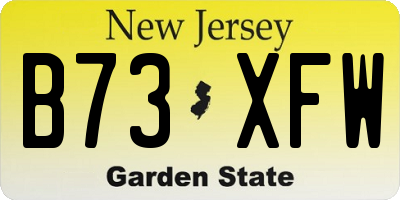 NJ license plate B73XFW