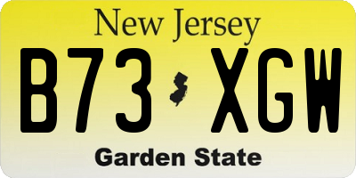 NJ license plate B73XGW