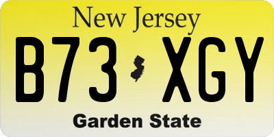 NJ license plate B73XGY