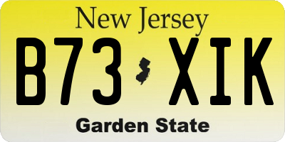 NJ license plate B73XIK