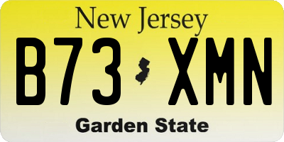 NJ license plate B73XMN