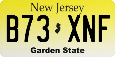 NJ license plate B73XNF