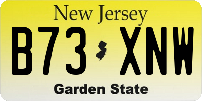 NJ license plate B73XNW