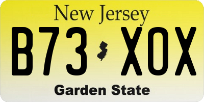 NJ license plate B73XOX