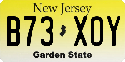 NJ license plate B73XOY