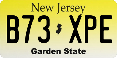 NJ license plate B73XPE