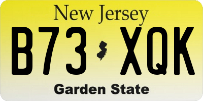 NJ license plate B73XQK