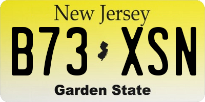NJ license plate B73XSN