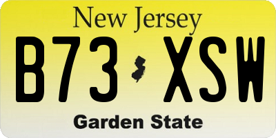 NJ license plate B73XSW