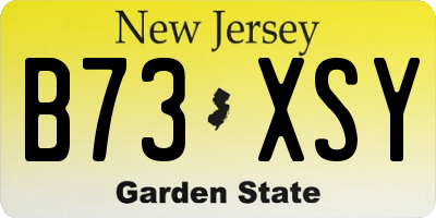 NJ license plate B73XSY