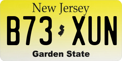 NJ license plate B73XUN