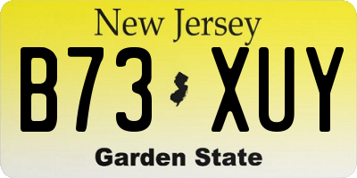 NJ license plate B73XUY