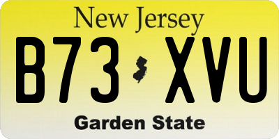 NJ license plate B73XVU