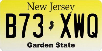 NJ license plate B73XWQ