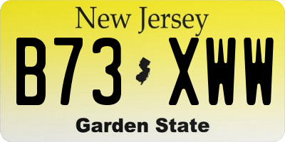NJ license plate B73XWW