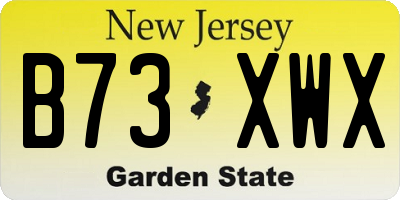NJ license plate B73XWX