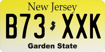 NJ license plate B73XXK