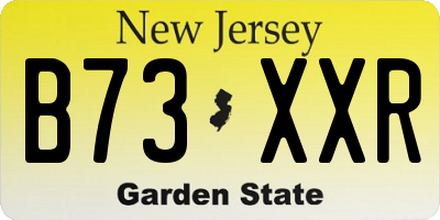 NJ license plate B73XXR