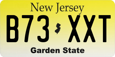 NJ license plate B73XXT