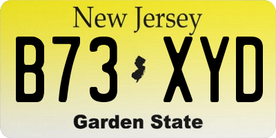 NJ license plate B73XYD