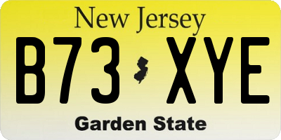 NJ license plate B73XYE