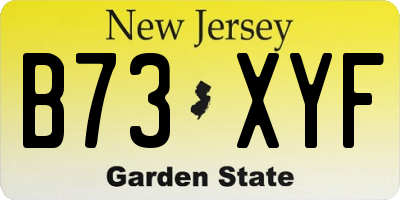 NJ license plate B73XYF