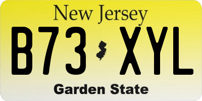 NJ license plate B73XYL