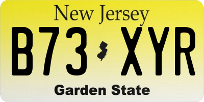 NJ license plate B73XYR