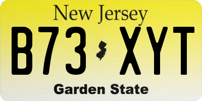 NJ license plate B73XYT
