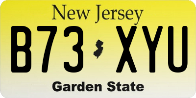 NJ license plate B73XYU