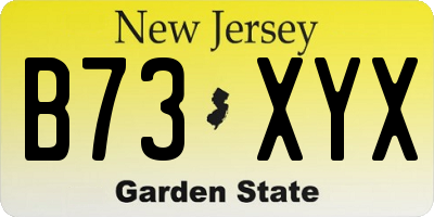 NJ license plate B73XYX