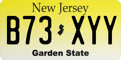 NJ license plate B73XYY