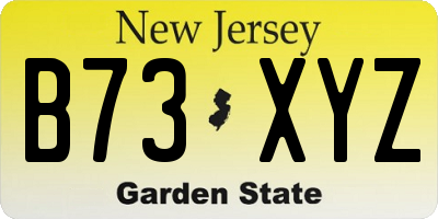 NJ license plate B73XYZ