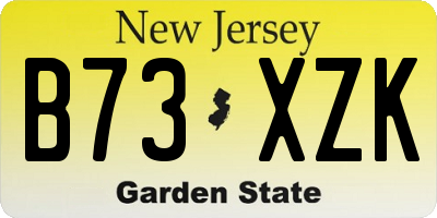 NJ license plate B73XZK
