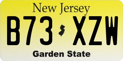NJ license plate B73XZW
