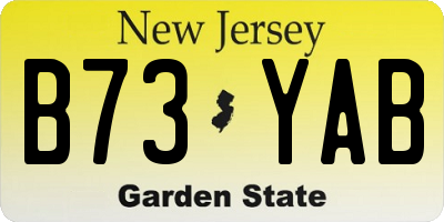 NJ license plate B73YAB