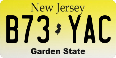 NJ license plate B73YAC