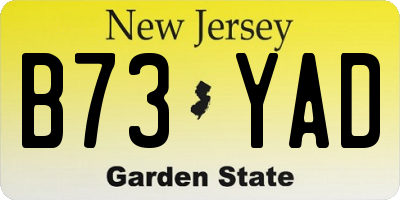 NJ license plate B73YAD