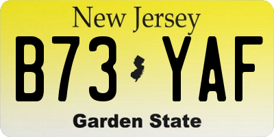 NJ license plate B73YAF