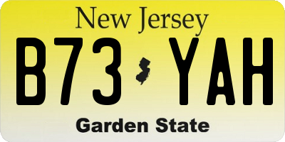 NJ license plate B73YAH