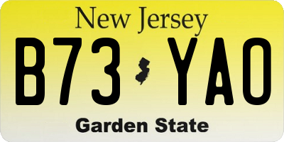 NJ license plate B73YAO