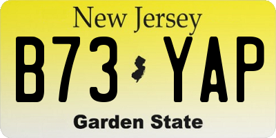 NJ license plate B73YAP