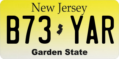 NJ license plate B73YAR