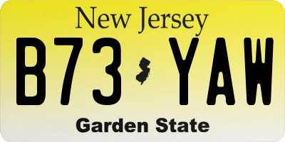 NJ license plate B73YAW