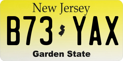 NJ license plate B73YAX