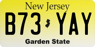 NJ license plate B73YAY